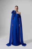 Calista Coral Cascade Crepe Chiffon Evening Gown for women, from 21SIX, The Viet Concept