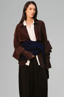 Brown Twill Peach Finished Double-Layer Cuff Oversized Shirt for women, from LECIA, The Viet Concept 