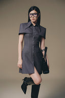 Striped Cape-Shoulder Mini Shirt Dress for women, from KEIRA TONG, The Viet Concept 
