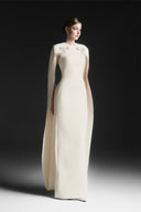 Nyxelle Étoile Cape Sleeve Cream Crepe Gown for women, from MAISON DES COPAINS, The Viet Concept 