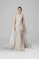 ARTI APPAREL • Velissa Hand-Embroidered Lace Floor-Length Dress