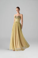 Opal Hand-Beaded Mesh Draped Evening Gown for women, from DANG PHONG DESIGNER, The Viet Concept