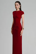 Umber Sheath Gathering Maxi Dress for woman, from ARTI, The Viet Concept