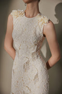 ARTI APPAREL • Velissa Hand-Embroidered Lace Floor-Length Dress