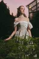 Bertha Gold Floral Brocade A-Line Midi Dress for women, from LINH PHUNG, The Viet Concept
