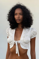 Marta Silk Breeze Cropped Tie-Front Top for women, from HUELLEY HUELLEY, The Viet Concept