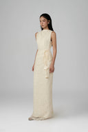 Cream Aube Strapless Sheath Maxi Dress for women, from Guyehi Studio, The Viet Concept 