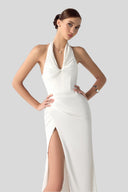 Celina Silk Draped Neck Maxi Dress for women, from DANG PHONG DESIGNER, The Viet Concept