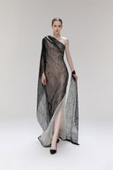 Redamacy Asymmetrical Lace Off-Shoulder Scarf Gown for women, from SORAMAME, The Viet Concept