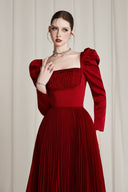 CALISTA • Aldéra Deep Red Corset Pleated Dress - The Viet Concept