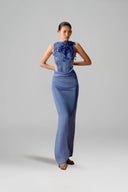 LECIA • Vienna Copper Liquid Pleated Silk Evening Gown