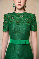 IHF ATELIER • Dark Green French Lace Mermaid Gown With Crystal Detail