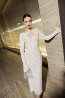 Avery Floral Lace Cut-Out Midi Dress for women, from 21SIX, The Viet Concept