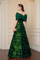 Noir Jardin Strapless Bow A-Line Jacquard Evening Gown for women, from IHF ATELIER, The Viet Concept