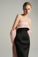 Strapless Fold Over Midi Dress with Oversized Bow Back Train for women, from IHF STUDIO, The Viet Concept 