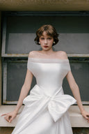 Charlotte Off-Shoulder Bow A-Line Midi Dress for women, from WHITE PLAN, The Viet Concept