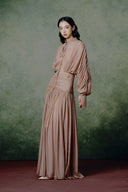 Nocturn Mocha Brown Chiffon Maxi Dress for women, from LINH PHUNG, The Viet Concept