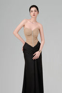 Beige & Black Moris Maxi Dress for women, from BYDI, The Viet Concept 