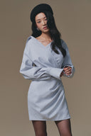 Sailing Asymmetric Off-Shoulder Silk Mini Dress for women, from KEIRA TONG, The Viet Concept 