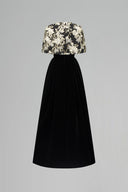 Noir Royale Velvet Bustier A-Line Gown With Embellished Cape for women, from IHF ATELIER, The Viet Concept 