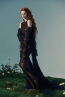 Cybele Leopard Noir Velvet Lace Wild Couture Dress for women, from LA VIERGE, The Viet Concept 