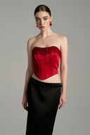 Ruby Crystal Draped Corset Top for women, from IHF STUDIO, The Viet Concept 