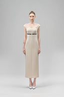 Ismera Sheath Off-Shoulder Crepe Calf Length Dress for women, from Maison Des Copains, The Viet Concept 