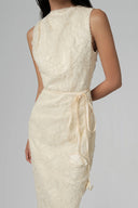 Cream Aube Strapless Sheath Maxi Dress for women, from Guyehi Studio, The Viet Concept 