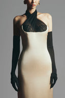 Bautista Sheath Criss Cross Neck Satin Floor Length Dress for women, from Maison Des Copains, The Viet Concept 