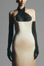 Bautista Sheath Criss Cross Neck Satin Floor Length Dress for women, from Maison Des Copains, The Viet Concept 