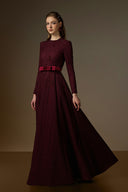 IHF ATELIER • Burgundy Vine Guipure Lace Crystal-Embellished A-Line Gown