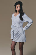 Sailing Asymmetric Off-Shoulder Silk Mini Dress for women, from KEIRA TONG, The Viet Concept 