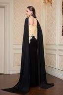 Noir Élégance Lace Column Cape Gown for women, from IHF ATELIER, The Viet Concept