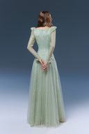 Thekla Mint Lace Tulle Evening Gown for women, from JOSEPHINE, The Viet Concept