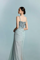 Kayla Azure Gradient Mesh Draped Dress for women, from BYDI, The Viet Concept 