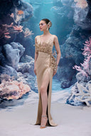 Giselle Coral Embellished Silk Satin Evening Gown for women, from 21SIX, The Viet Concept