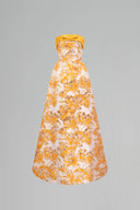 Strapless Yellow Jacquard & Agate Silk Crystal Bell Silhouette Gown for women, from IHF ATELIER, The Viet Concept 