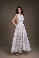 KEIRA TONG • Floral Lace 3D Embroidered Cotton Lace Sleeveless Dress