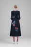 Midnight Garden - Asymmetrical Black Midi Dress for women, from Tiny Ink, The Viet Concept