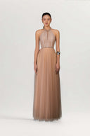 Pandora Crystal Embellished Cream Gown for women, from JOSEPHINE, The Viet Concept 