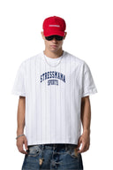 STRESS MAMA • SSMA  Heritage Striped Oversized T-Shirt White