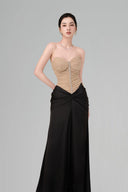 Beige & Black Moris Maxi Dress for women, from BYDI, The Viet Concept 