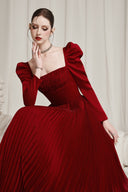 CALISTA • Aldéra Deep Red Corset Pleated Dress - The Viet Concept