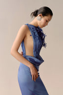 LECIA • Vienna Copper Liquid Pleated Silk Evening Gown