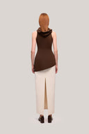 Brown Van Nhu Bodycon Sleeveless Elastic Cotton Top for women, from TINH, The Viet Concept 