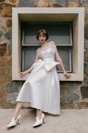 Charlotte Off-Shoulder Bow A-Line Midi Dress for women, from WHITE PLAN, The Viet Concept
