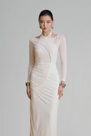 Fiery Asymmetric Neck Gathering Maxi Dress for woman, from ARTI, The Viet Concept