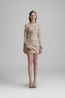 Beige Lantana Mini Dress for women, from Calista, The Viet Concept 