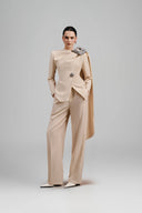 Alatow Asymmetric Single Breasted Linen Cotton Blazer for women, from Ha Thanh Viet, The Viet Concept 