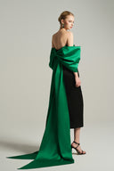 Emerald Green Silk Taffeta Bow-Back Midi Evening Gown for women, from IHF STUDIO, The Viet Concept 